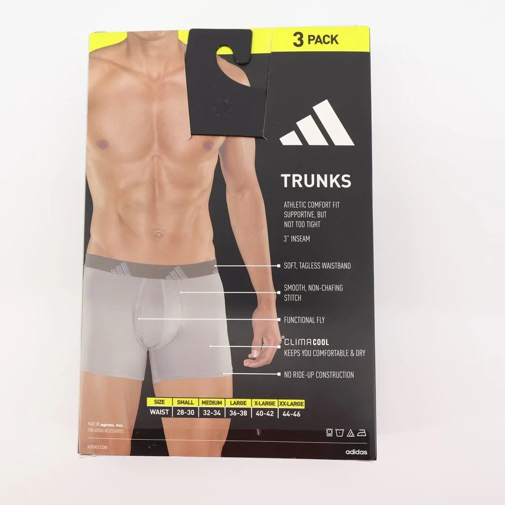 Adidas‎ Mens 3 Pack Trunks Microfiber Quick Dry Athletic Fit ClimaCool XXL
